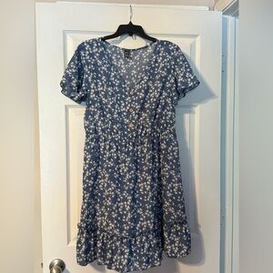 Floral Dusty Blue Dress